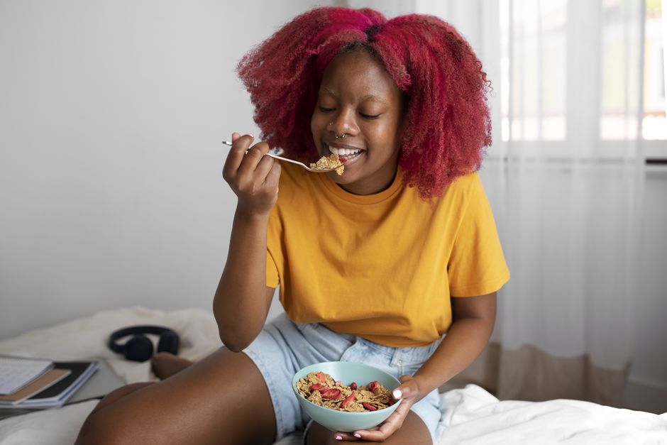 Customer enjoying a meal at home